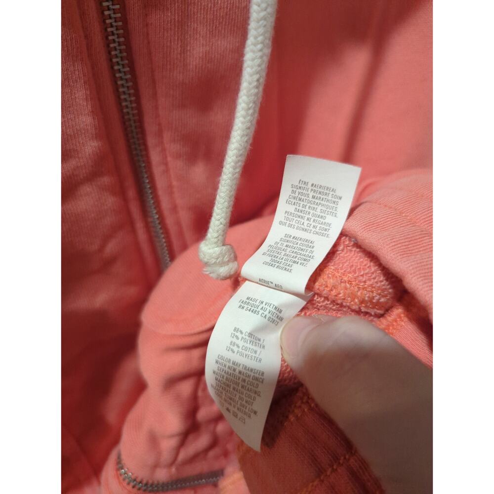 Aerie Cropped Sunwashed Coral Full Zip Hoodie - Picture 6 of 6